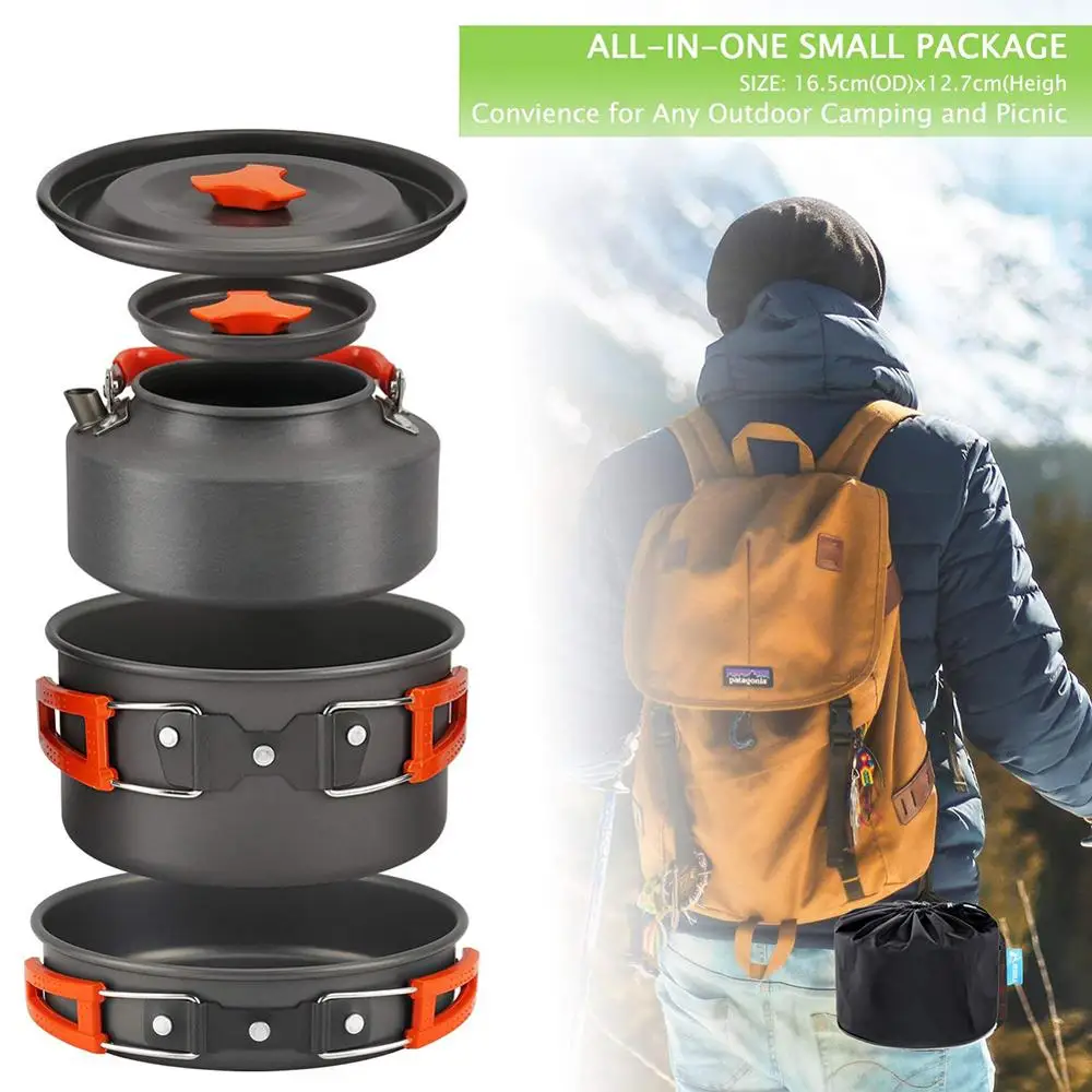 Portable Outdoor Camping Aluminium Alloy Cookware Set Travel Pan Hiking Picnic Tools for 1-2 Person
Portable Outdoor Camping Aluminium Alloy Cookware Set Travel Pan Hiking Picnic Tools for 1-2 Person