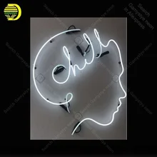 NEON SIGN For Chill with Girl Face Sign light lampara neon signs sale vintage neon light for Windower wall custom made decorate