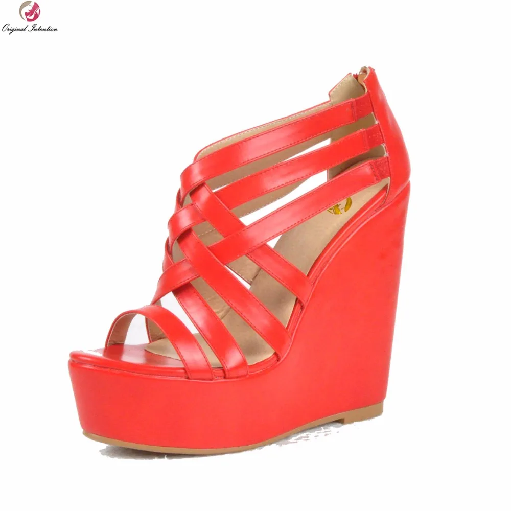 Original Intention New Elegant Women Sandals Fashion Open Toe Wedges Heels Sandals Beautiful Red Shoes Woman Plus US Size 4-15
Original Intention New Elegant Women Sandals Fashion Open Toe Wedges Heels Sandals Beautiful Red Shoes Woman Plus US Size 4-15