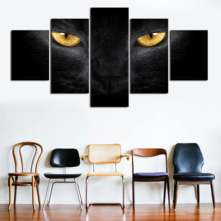 Canvas Painting Wall Art Home Decor Living Room 5 Pieces Golden Eyed Black Cat Poster Modular HD Prints Abstract Animal Pictures
Canvas Painting Wall Art Home Decor Living Room 5 Pieces Golden Eyed Black Cat Poster Modular HD Prints Abstract Animal Pictures