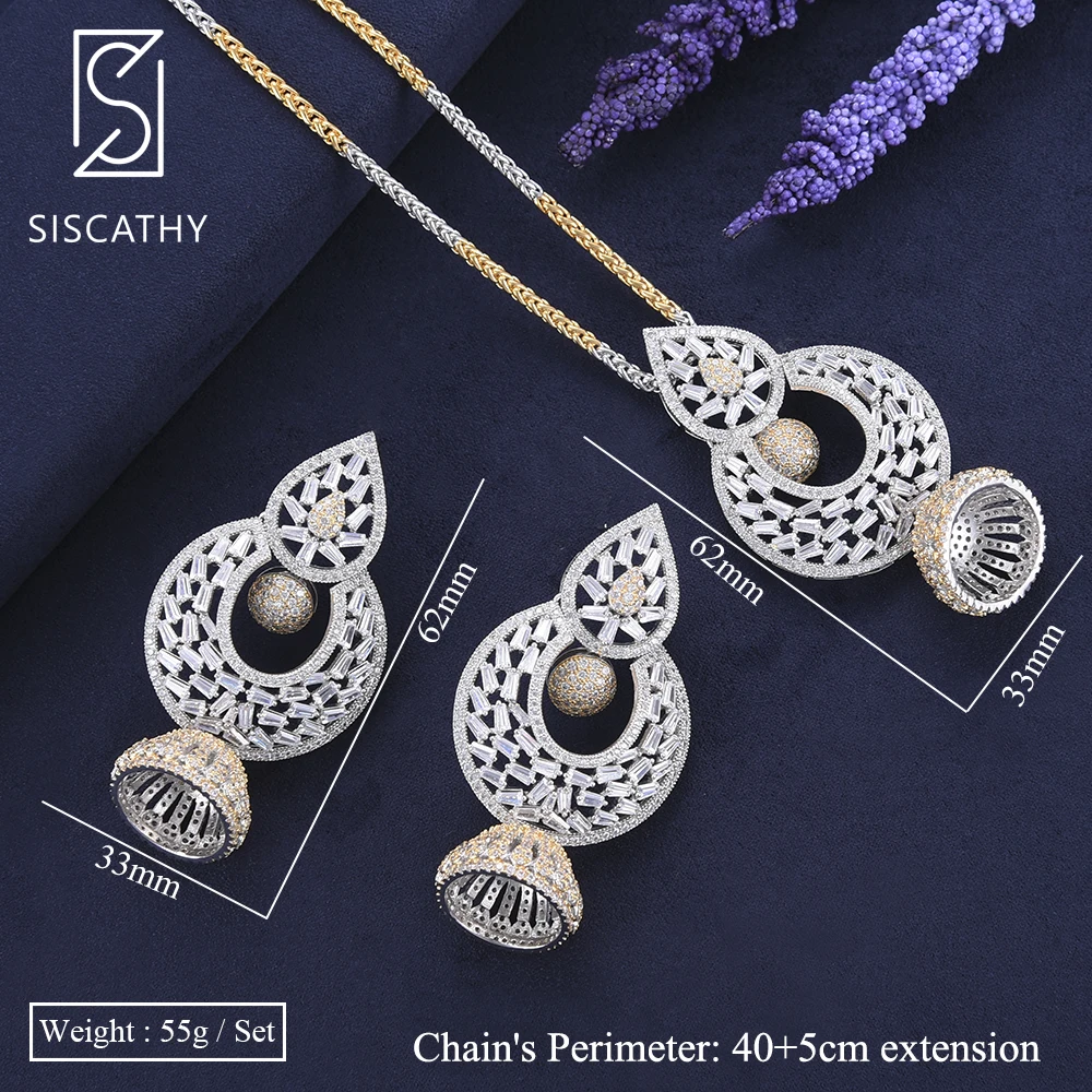 SISCATHY Luxury Jewelry Sets AAA Cubic Zirconia Pendant Chain Necklace Drop Dangle Earrings Fashion Wedding Jewelry Sets 
SISCATHY Luxury Jewelry Sets AAA Cubic Zirconia Pendant Chain Necklace Drop Dangle Earrings Fashion Wedding Jewelry Sets