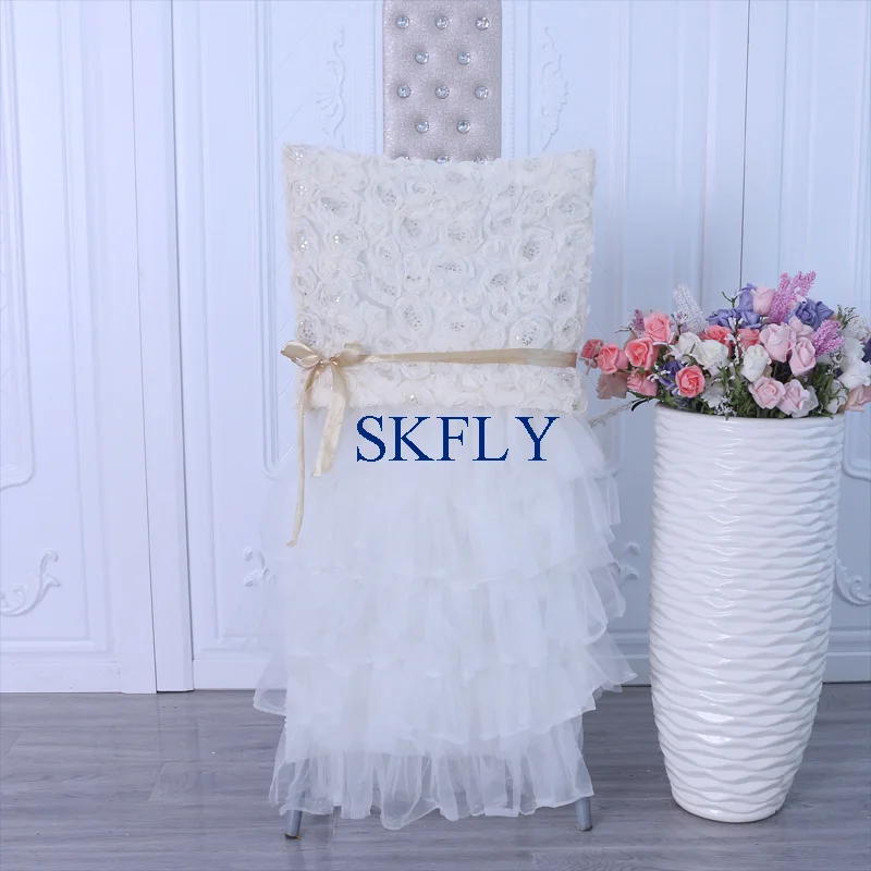 CH108B Новый SKFLY 2019 великолепный стандарт chiavari слоновая кость Тюль крышка стула с