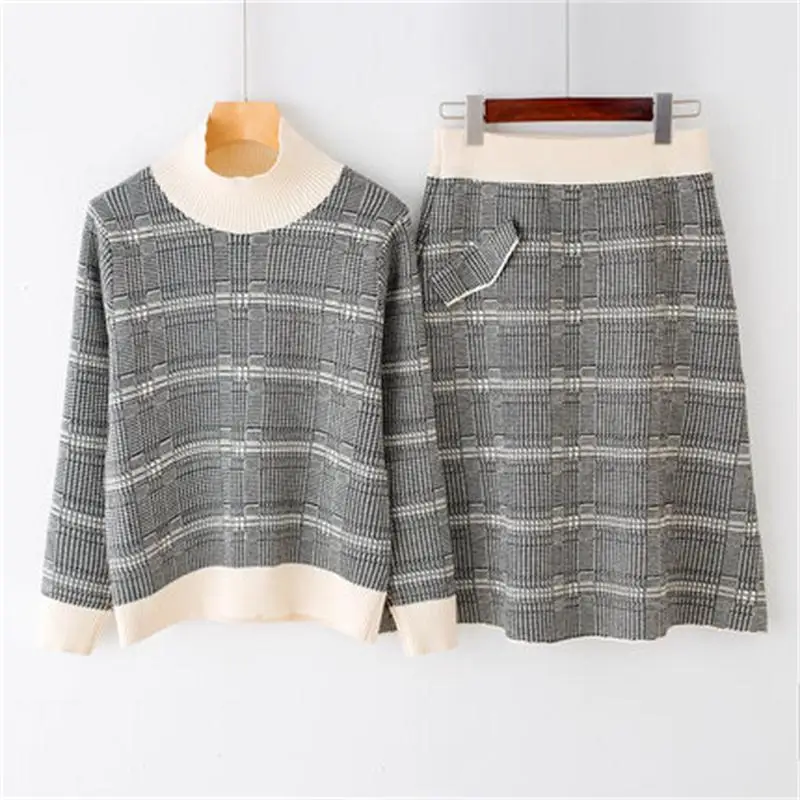 Plaid suit female Autumn Sweater suit skirt women's New sweater + skirt two-piece suit female
Plaid suit female Autumn Sweater suit skirt women's New sweater + skirt two-piece suit female