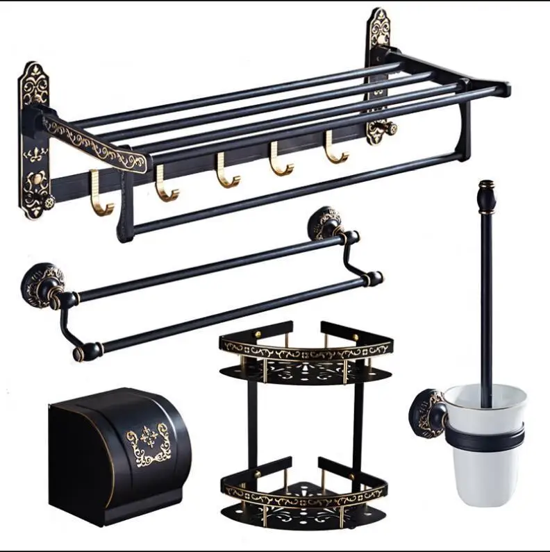 Black and Gold Carved Bathroom Accessories Set Aluminum Bath Hardware Sets Towel Rack,Paper holder Toilet Brush Holder towel bar
Black and Gold Carved Bathroom Accessories Set Aluminum Bath Hardware Sets Towel Rack,Paper holder Toilet Brush Holder towel bar