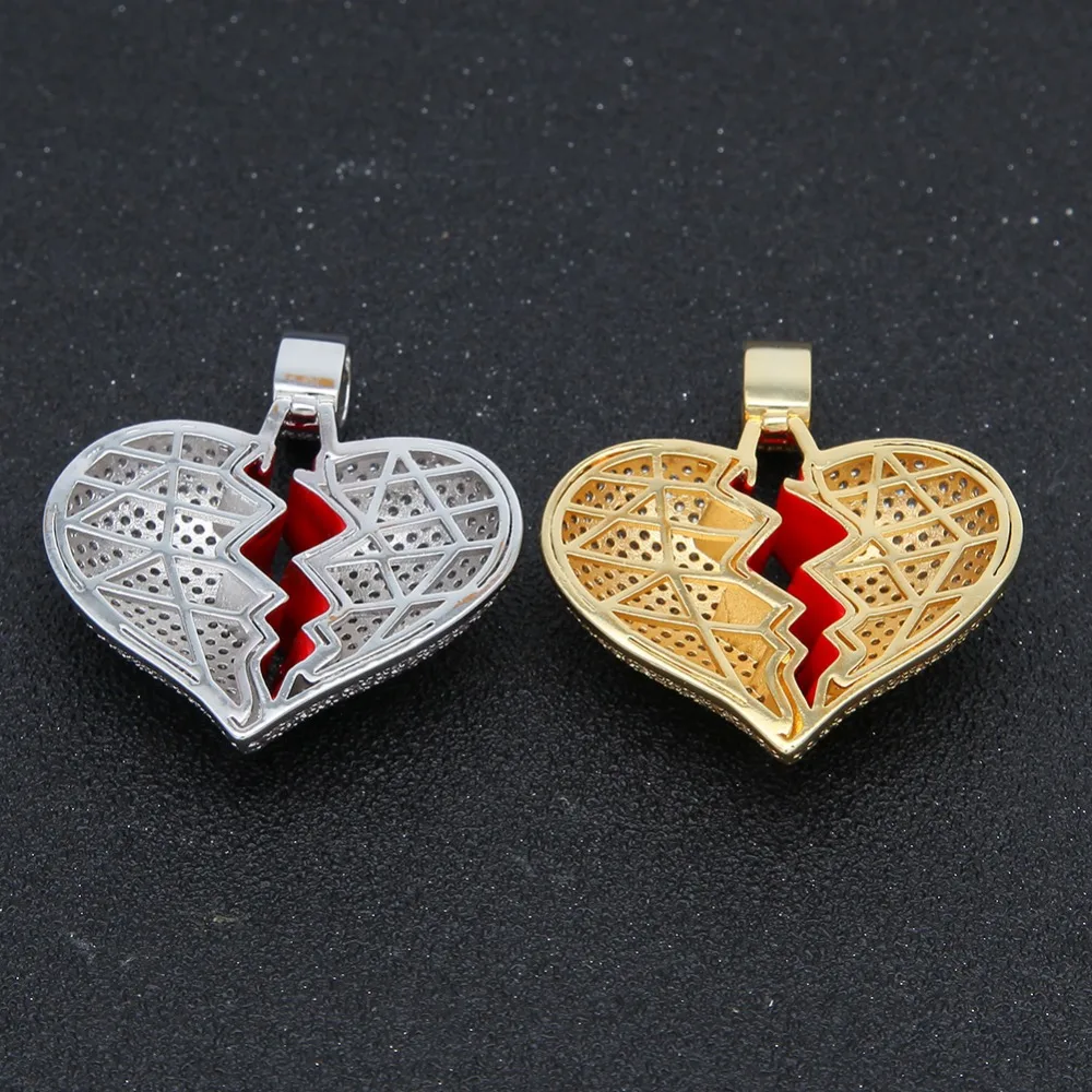 Iced Out Broke Heart Necklace Pendant Cubic Zirconia Gold Silver Color With Rope Chain Hiphop Jewelry Gifts For Men Women
Iced Out Broke Heart Necklace Pendant Cubic Zirconia Gold Silver Color With Rope Chain Hiphop Jewelry Gifts For Men Women