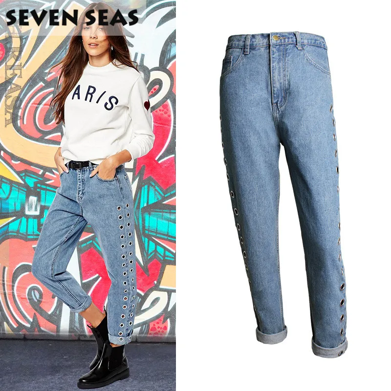 Blue Easy Straight Leg Hollow Metal Rivets High Waisted Jeans Femme Baggy Loose Boyfriend Jeans for Women
Blue Easy Straight Leg Hollow Metal Rivets High Waisted Jeans Femme Baggy Loose Boyfriend Jeans for Women