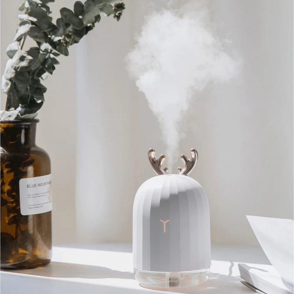 220ML Rabbit Deer LED Ultrasonic Air Humidifier Glow In The Dark Toy USB Essential Oil Diffuser Sleep Light Car Home Humidificad | Игрушки и