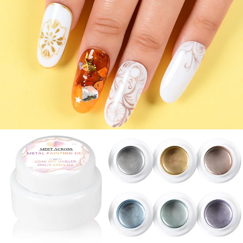 MEET ACROSS 6pcs/set Metal Painting Gel Nail Gel 3ml Glitter Stamping Spider UV Gel Lacquer Soak Off Nail Art Color Polish
MEET ACROSS 6pcs/set Metal Painting Gel Nail Gel 3ml Glitter Stamping Spider UV Gel Lacquer Soak Off Nail Art Color Polish