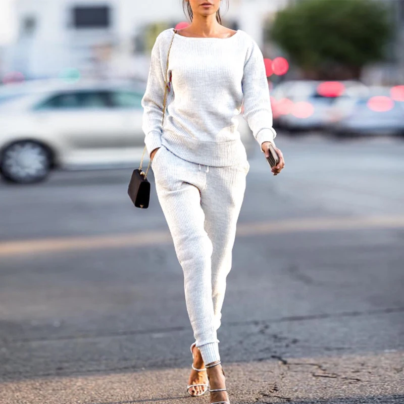 Womens Long Sleeve Tops Long Pants Casual Sport Set Lady Solid Tracksuit Clothes
Womens Long Sleeve Tops Long Pants Casual Sport Set Lady Solid Tracksuit Clothes