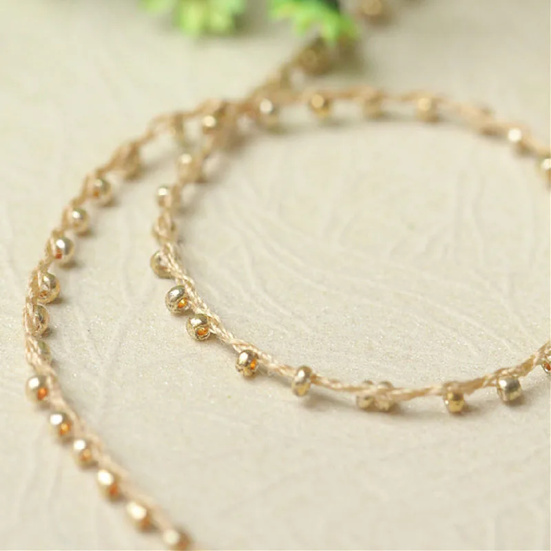 2mm*5yards golden cord beaded trimmings for clothing hat DIY sewing trim for dresses wedding party decoration
2mm*5yards golden cord beaded trimmings for clothing hat DIY sewing trim for dresses wedding party decoration