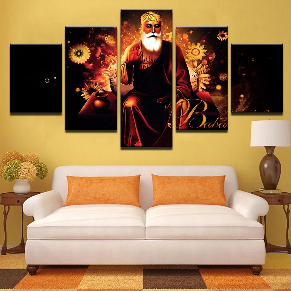 5 шт. холст Картины Индия Буддизм Guru Nanak печатать фотографии home decor оформлена стены