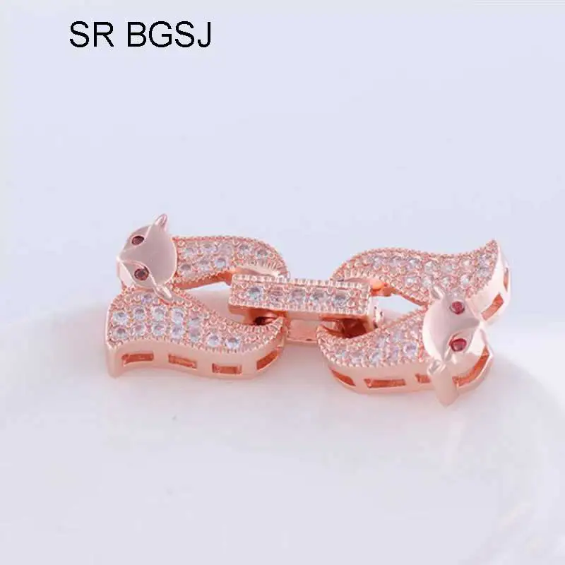 

Free shipping 5PCS 12x29mm Factory Price Micro Inlay Zircon Jewelry DIY Fox Animal Connector Clasp