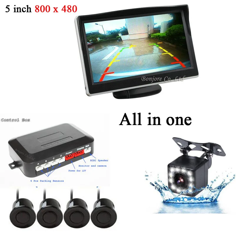 4 Parking Sensors 7 Colors Car Auto Reverse 12 LED CCD Rear view camera Backup Park Radar Alarm 5 inch Monitor System All in one
4 Parking Sensors 7 Colors Car Auto Reverse 12 LED CCD Rear view camera Backup Park Radar Alarm 5 inch Monitor System All in one