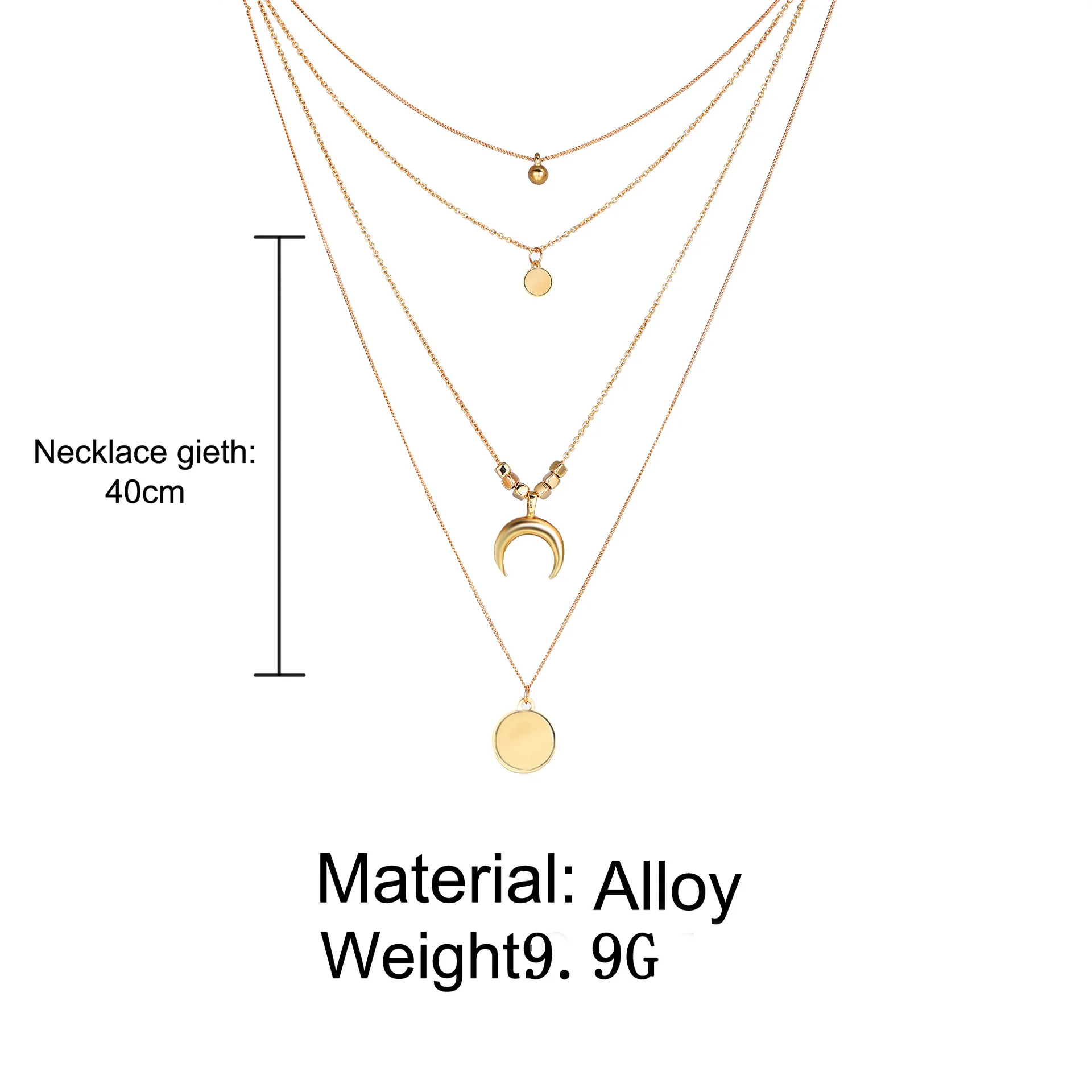 Золотистые многослойные ожерелья Moon Sun Длинные и подвески для свадебной