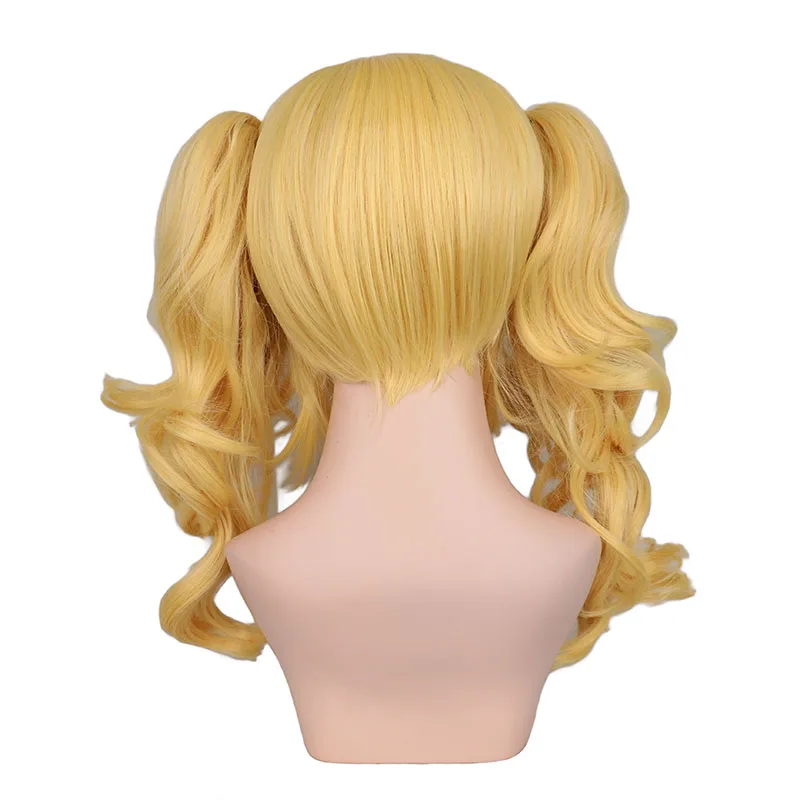 

QQXCAIW Long Wavy Cosplay Mixed Blonde Wig Costume 2 Ponytails Heat Resistant Synthetic Hair Wigs