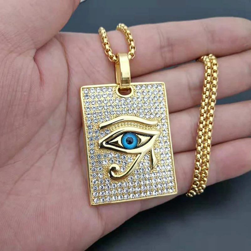 Hip Hop Rock Full Rhinestone Bling Ice Out Gold Color Stainless Steel Horus Eyes Square Pendant Necklace for Men Rapper Jewelry
Hip Hop Rock Full Rhinestone Bling Ice Out Gold Color Stainless Steel Horus Eyes Square Pendant Necklace for Men Rapper Jewelry