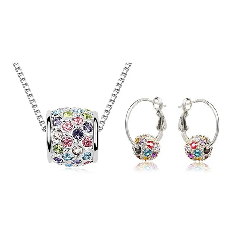 Hot Selling Austria Crystal ball silver plated necklace and earrings set Shambala classic design
Hot Selling Austria Crystal ball silver plated necklace and earrings set Shambala classic design