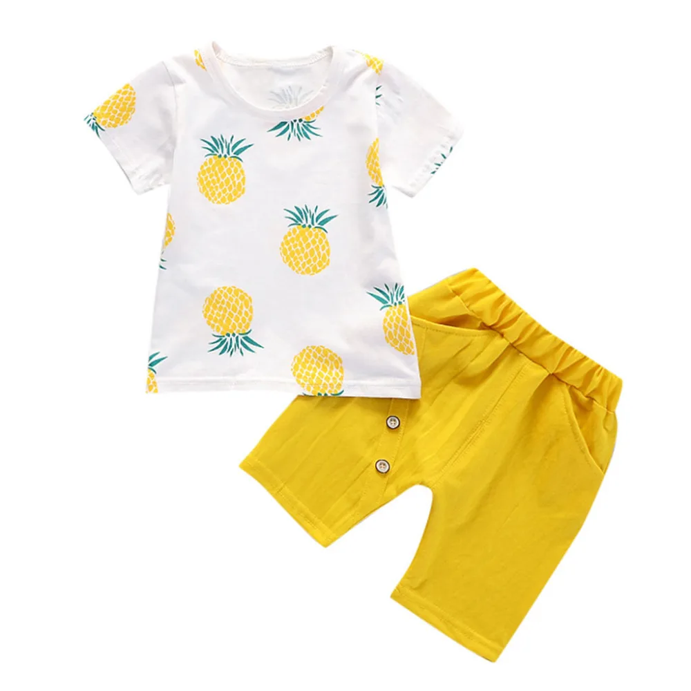 SAGACE/Летняя футболка с рисунком ананаса для маленьких мальчиков и девочек топы