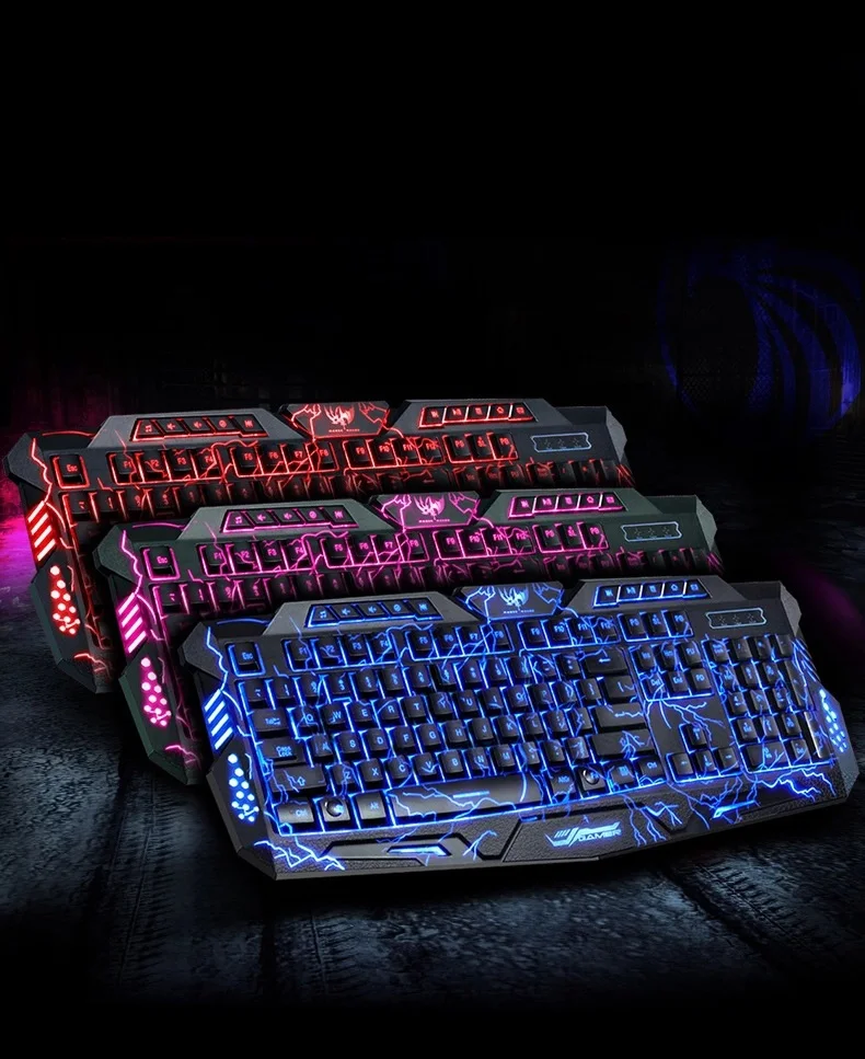 M200 Red/Purple/Blue Backlight LED Pro Gaming Keyboard USB Wired Powered Full N-Key for LOL Computer gamer | Компьютеры и офис