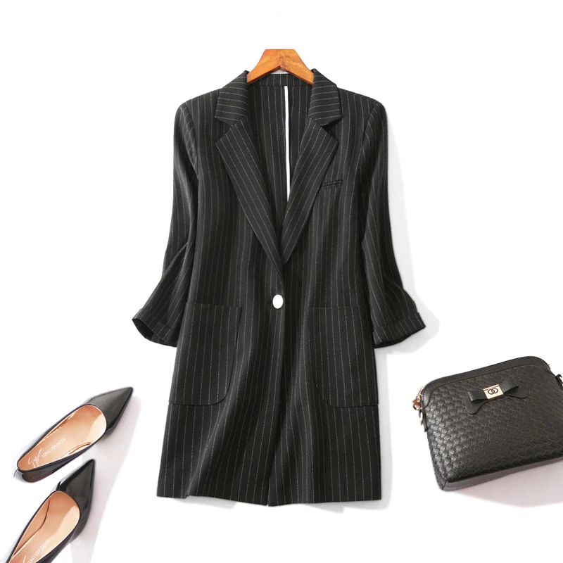 Women Blazers And Jackets Real Blazer Mujer Ms. Single Suit In The Paragraph Loose Striped One Button Jacket 2018 Spring New
Women Blazers And Jackets Real Blazer Mujer Ms. Single Suit In The Paragraph Loose Striped One Button Jacket 2018 Spring New