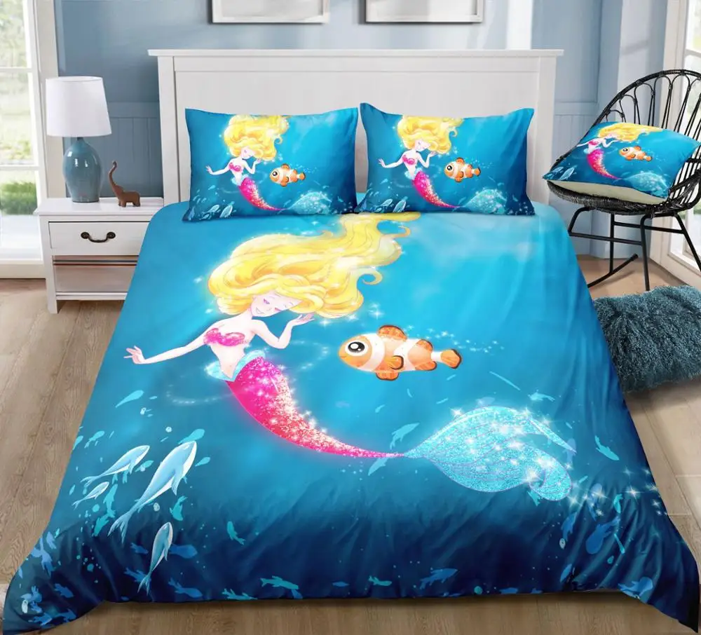 2/3 Pcs 3D Beauty Mermaid Bedding Set With Pillowcase Polyester Printed Bed Linen Duvet Cover Quilt Cover Set Home Textile
2/3 Pcs 3D Beauty Mermaid Bedding Set With Pillowcase Polyester Printed Bed Linen Duvet Cover Quilt Cover Set Home Textile