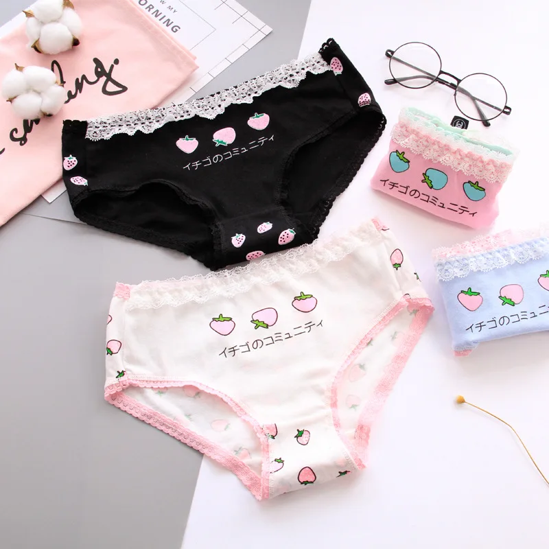 5 Styles Teenage girl Cotton Briefs Strawberry Print Underwear Ladies Lingerie Female Seamless Underpants Panty FZA0085 | Мать и ребенок