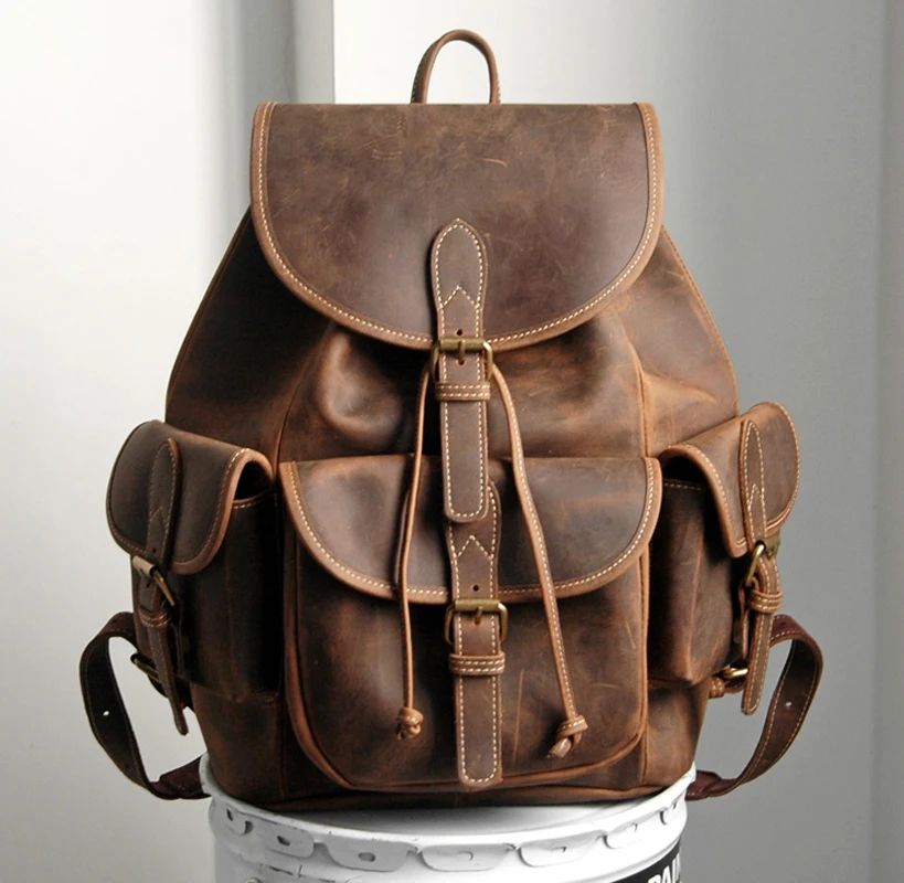 Vintage Crazy Horse Genuine Leather Backpacks Men's Backpack Saddle Travel Backpack school bag Men Rucksack Bagpack travel bag
Vintage Crazy Horse Genuine Leather Backpacks Men's Backpack Saddle Travel Backpack school bag Men Rucksack Bagpack travel bag