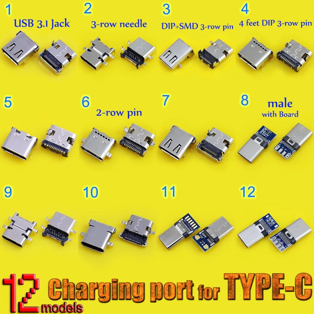 12models High speed data interface micro 3.1 usb DIY Type-C USB 3.1 Type C mother Socket Connector Charge Dock port Plug
12models High speed data interface micro 3.1 usb DIY Type-C USB 3.1 Type C mother Socket Connector Charge Dock port Plug