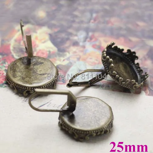 25mm Antique bronze Plated Blank Bases Circle Crown Bezel Cabochons Settings Clip hook Earrings Findings Blank bulk Wholesale
25mm Antique bronze Plated Blank Bases Circle Crown Bezel Cabochons Settings Clip hook Earrings Findings Blank bulk Wholesale