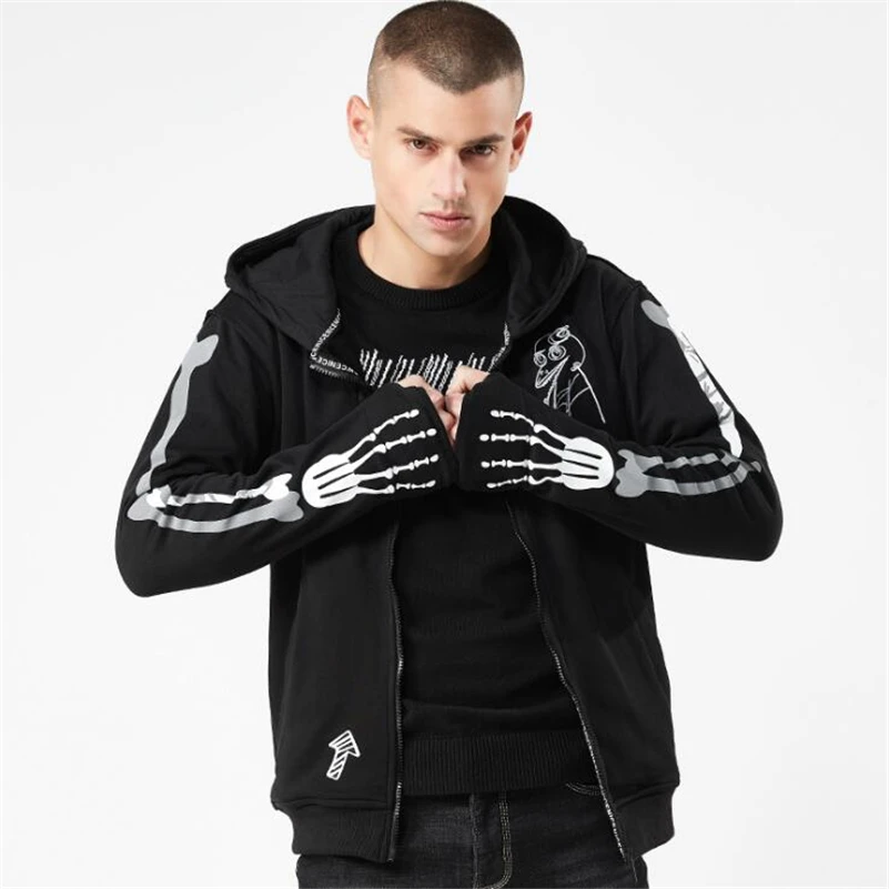 2018 men's hoodies autumn and winter new Skull skeleton print hooded pullover sweatshirt men hip hop streetwear black jacket
2018 men's hoodies autumn and winter new Skull skeleton print hooded pullover sweatshirt men hip hop streetwear black jacket