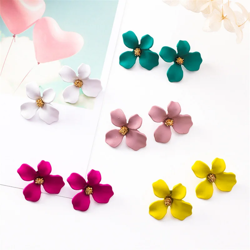 Ufavoirte Korean Style Cute Flower Stud Earrings For Women gift New Fashion Sweet Brinco Wholesale Jewelry | Украшения и