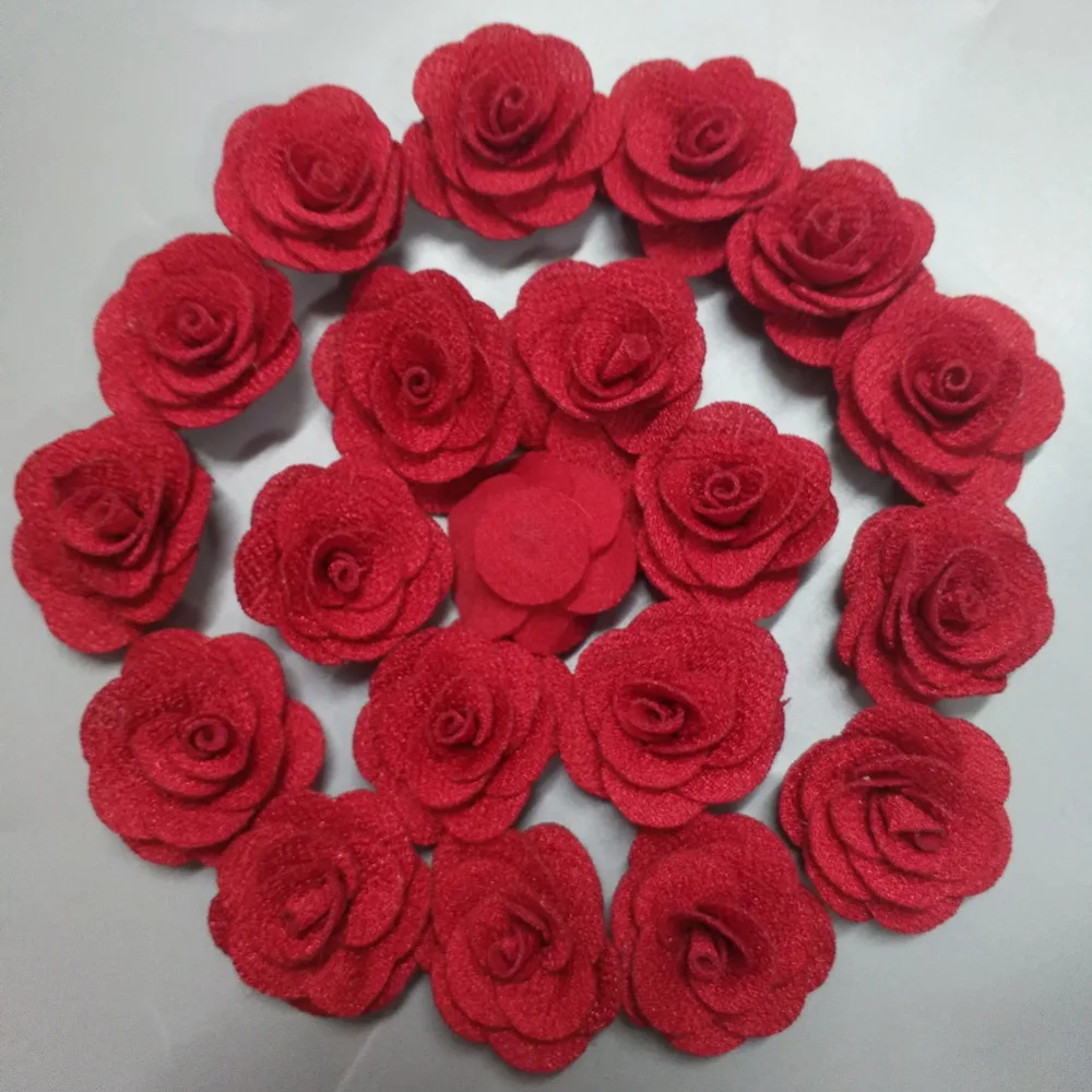 

20 шт./упак. красный цвет Роза ручной работы 3,5 см Ткань Роза хлопковая ткань цветок ручной работы Свадебный букет материал аксессуары для вол...