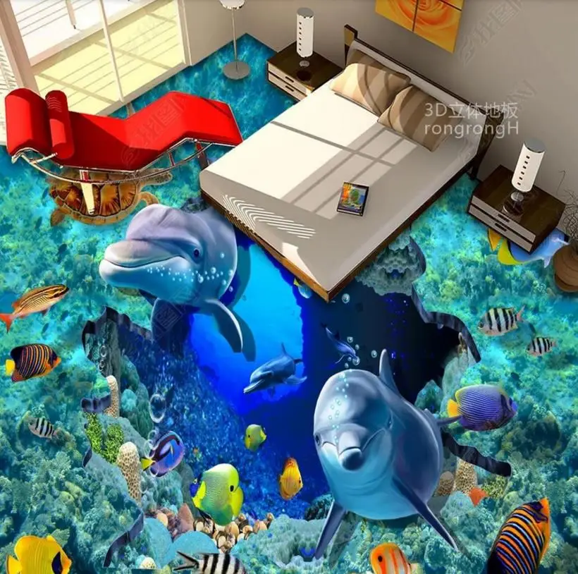 

custom 3d flooring wallpaper living room The underwater world 3d flooring bathroom self adhesive wallpaper 3d wall murals