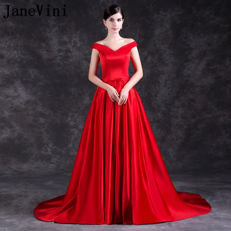 JaneVini Vestidos Elegant Red Satin Mother of The Bride Dresses A Line V Neck Lace-up Back Sweep Train Formal Long Evening Gowns
JaneVini Vestidos Elegant Red Satin Mother of The Bride Dresses A Line V Neck Lace-up Back Sweep Train Formal Long Evening Gowns