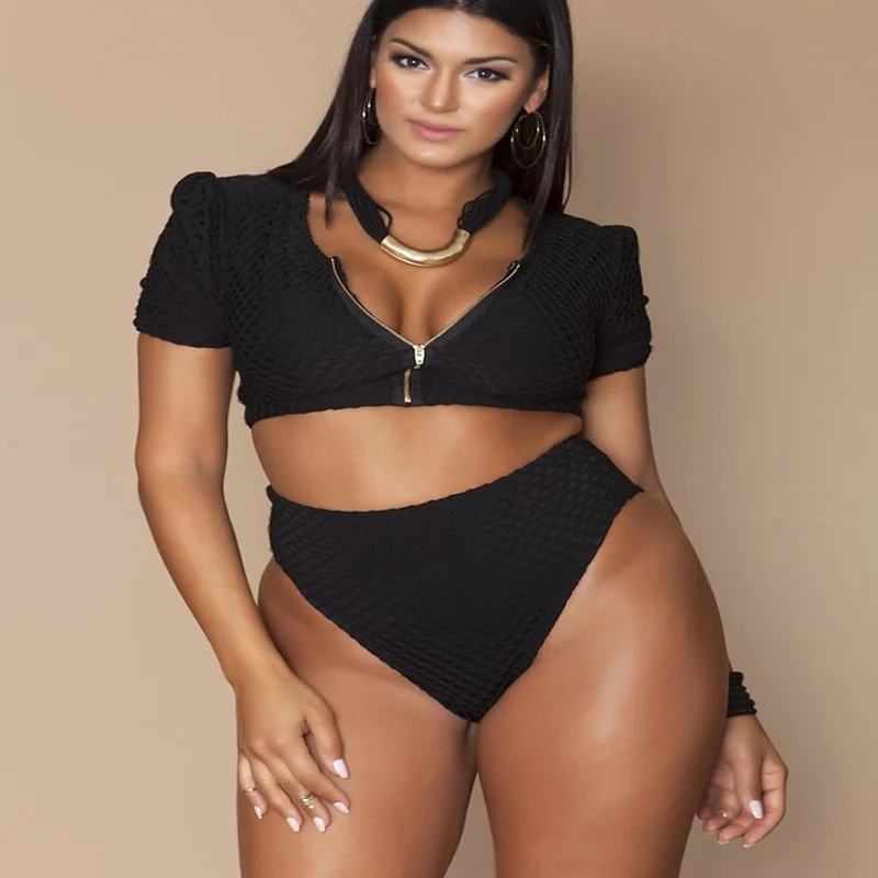 Plus Size Swimwear Bikini Female Large Size Swimsuit Women Double Mesh Bikini Set Short Sleeve Zip High Waist Bathing Suit
Plus Size Swimwear Bikini Female Large Size Swimsuit Women Double Mesh Bikini Set Short Sleeve Zip High Waist Bathing Suit