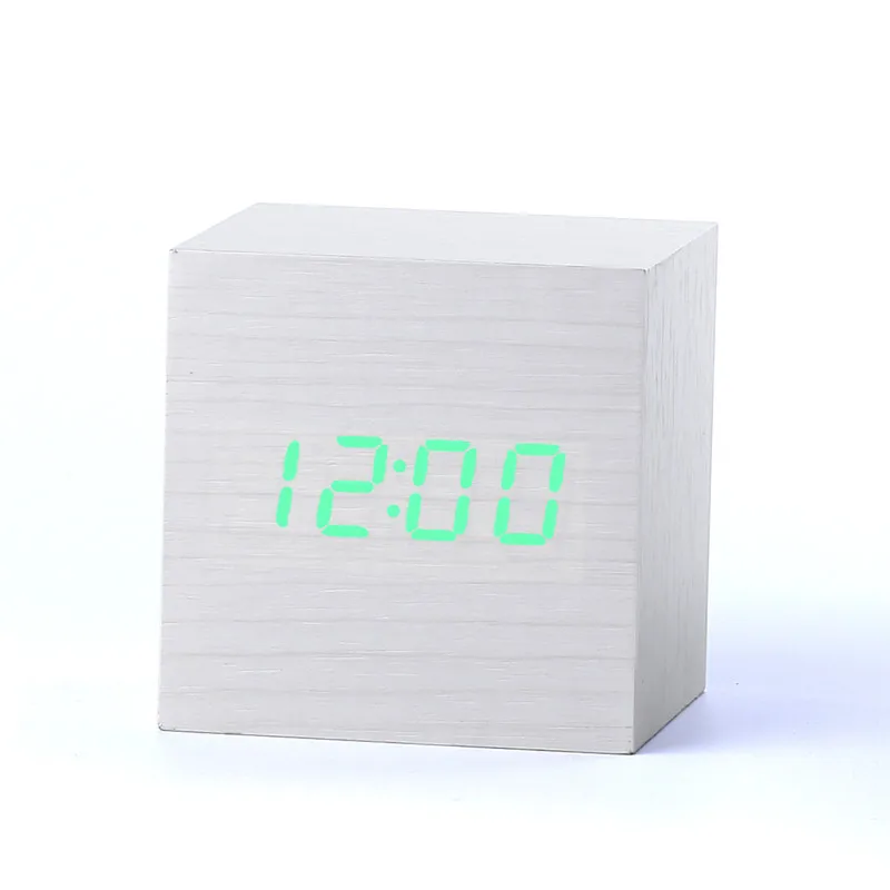 Бамбуковый деревянный квадратный будильник Мини светодиодный дисплей