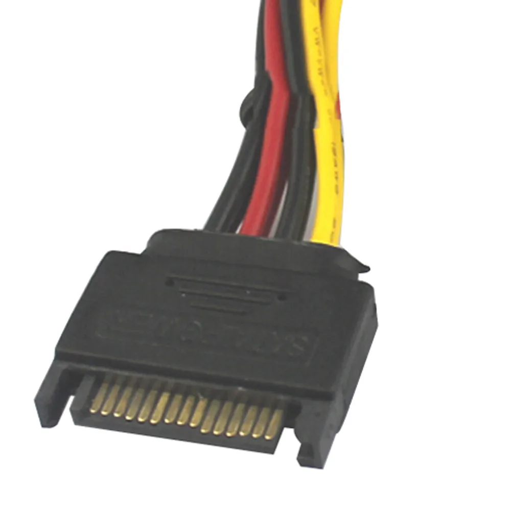 15 Pin SATA Male to 2 Female 4 Molex IDE HDD силовой кабель жесткого диска P0325|Компьютерные кабели и