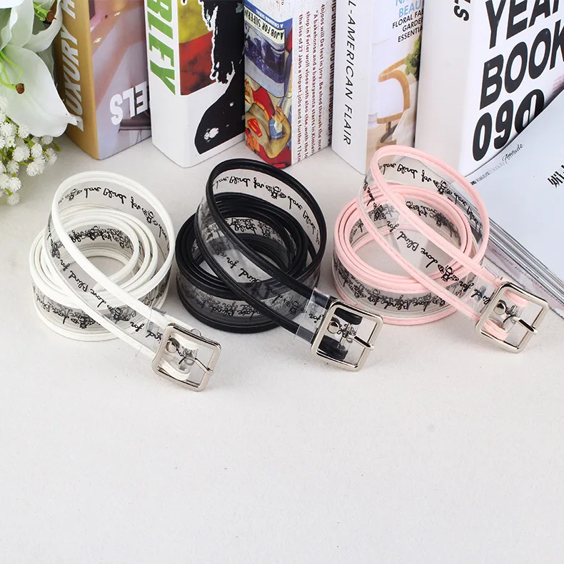2019 New Unisex Men Women PVC Belt Transparent Letter Waistband Thin Casual Buckle Clothing Accessory Fashion
2019 New Unisex Men Women PVC Belt Transparent Letter Waistband Thin Casual Buckle Clothing Accessory Fashion