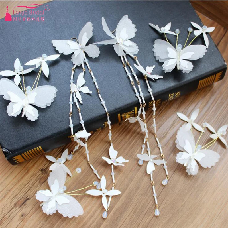 Pure White Bridal Wedding Accessories butterfly Feather Headwear Fairy Women Party Hairpiece China In Stock ZH026
Pure White Bridal Wedding Accessories butterfly Feather Headwear Fairy Women Party Hairpiece China In Stock ZH026