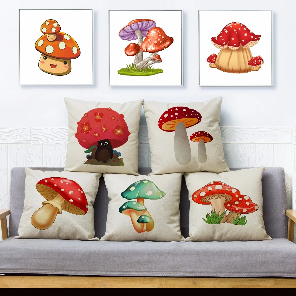 Cartoon Colorful Mushroom Print Throw Pillow Cover 45*45cm Textile Cushion Cover Linen Pillow Case Sofa Home Decor Pillows Cases 
Cartoon Colorful Mushroom Print Throw Pillow Cover 45*45cm Textile Cushion Cover Linen Pillow Case Sofa Home Decor Pillows Cases