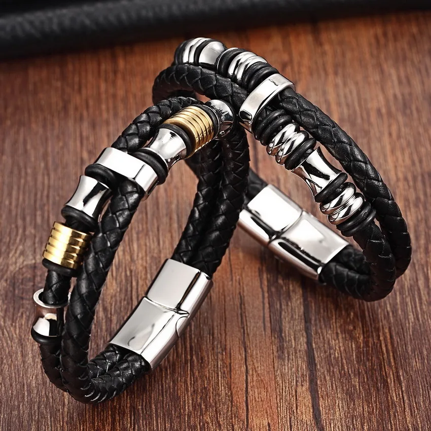 XQNI Fashion Men Bracelets Leather Stainless Steel Wristband Bangles Men Bracelets & Bangles Casual Style
XQNI Fashion Men Bracelets Leather Stainless Steel Wristband Bangles Men Bracelets & Bangles Casual Style