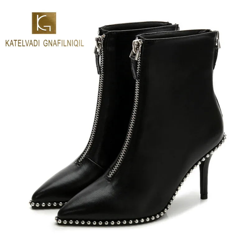 KATELVADI 2020 New Autumn And Winter High Heel Boots 8CM Black PU Metal Zipper Pointed Female Stiletto Boots K-473
KATELVADI 2020 New Autumn And Winter High Heel Boots 8CM Black PU Metal Zipper Pointed Female Stiletto Boots K-473