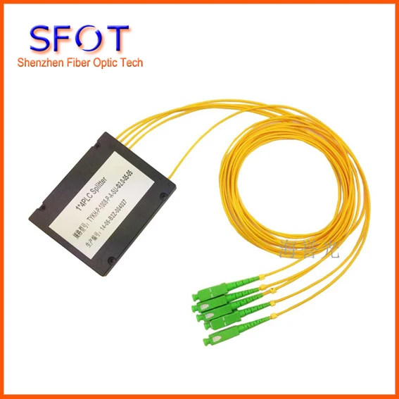 

10pcs/lot, FTTH 1*4 PLC Fiber Optic Splitter, ABS Packing, with SC/APC SM connector, 2.0mm cable, 1m length, for GPON EPON OLT