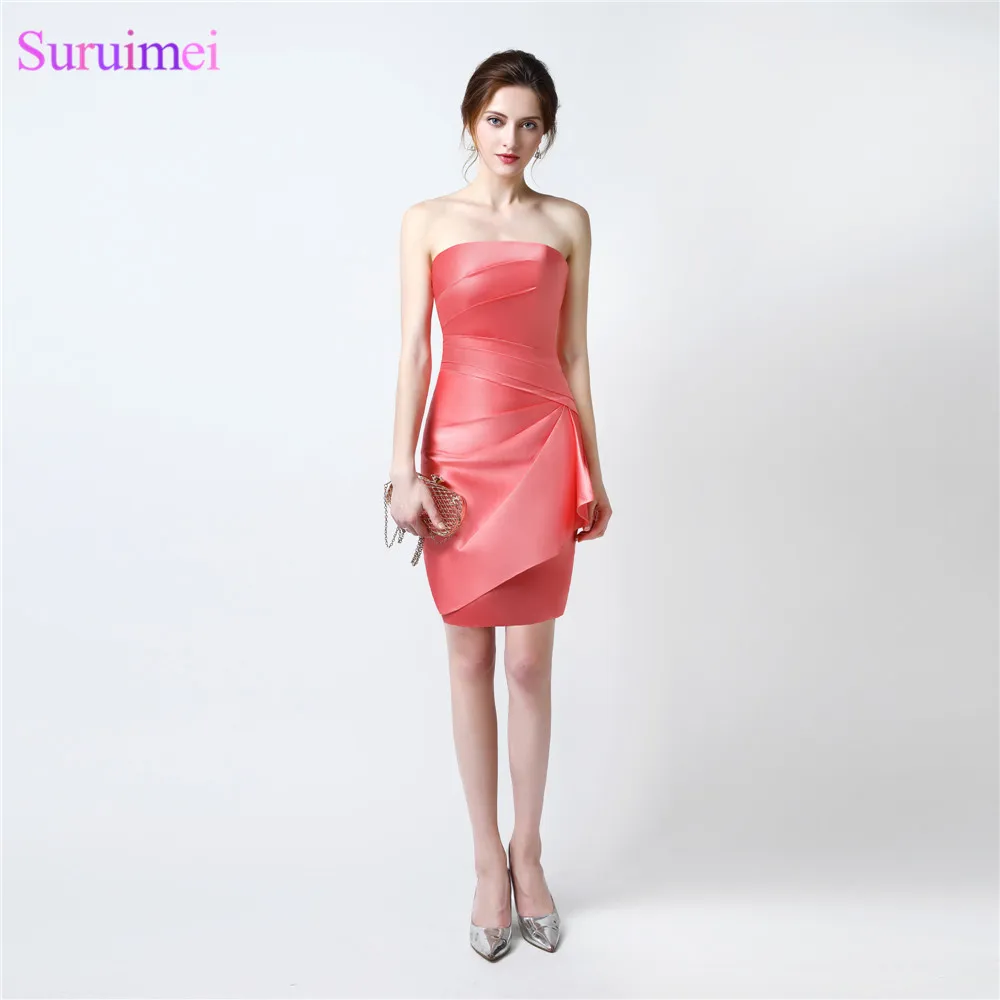 Strapless Coral Beach Bridesmaid Dresses Pleated Satin Above Knee Straight Short Mini Girls Brides Maid Dresses Vestidos De
Strapless Coral Beach Bridesmaid Dresses Pleated Satin Above Knee Straight Short Mini Girls Brides Maid Dresses Vestidos De