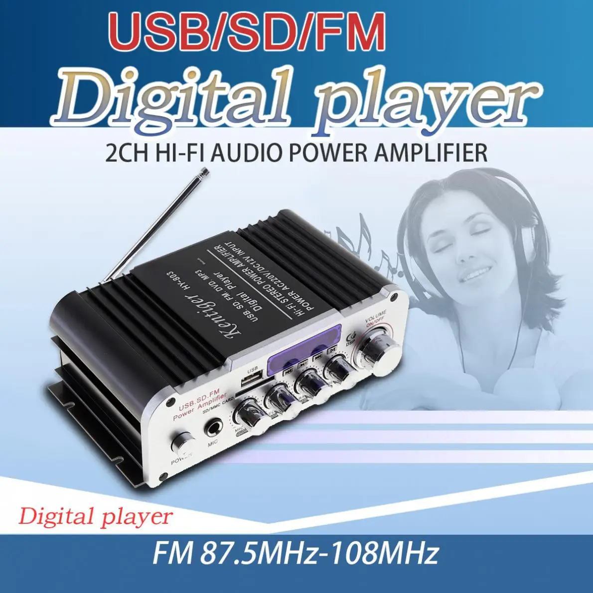 2-канальный автомобильный усилитель, Hi-Fi Bluetooth, автомобильная аудиомощность, FM-радио плеер с поддержкой SD/USB/DVD/MP3 входа для автомобиля, мотоцикла, дома
2-канальный автомобильный усилитель, Hi-Fi Bluetooth, автомобильная аудиомощность, FM-радио плеер с поддержкой SD/USB/DVD/MP3 входа для автомобиля, мотоцикла, дома