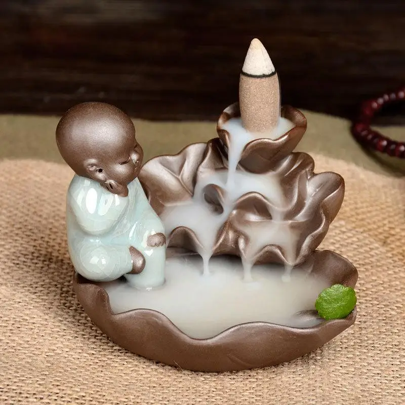 Little Monk Buddha Incense Burner Ceramic Lotus Flower Smoke Waterfall Backflow Incense Burner Tower Incense Holder Home Decor
Little Monk Buddha Incense Burner Ceramic Lotus Flower Smoke Waterfall Backflow Incense Burner Tower Incense Holder Home Decor