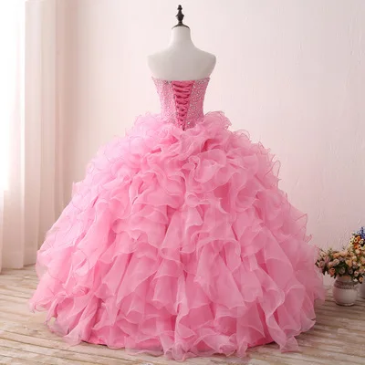 Sweetheart Neck Vintage Ruffles Ball Gown Quinceanera Dress WithJacket 2018 Beaded Crystals Ruffers Pink For 15 Year Plus Size
Sweetheart Neck Vintage Ruffles Ball Gown Quinceanera Dress WithJacket 2018 Beaded Crystals Ruffers Pink For 15 Year Plus Size