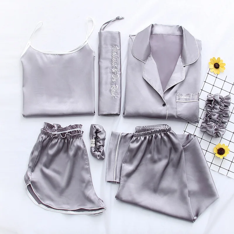 Women Sleepwear 7 Pieces Pyjama Set Autumn Spring Sexy Pajamas Sets Sleep Suits Soft Sweet Cute Nightwear Gift Home Clothes
Women Sleepwear 7 Pieces Pyjama Set Autumn Spring Sexy Pajamas Sets Sleep Suits Soft Sweet Cute Nightwear Gift Home Clothes