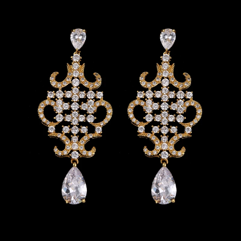 Classic Luxury Big Large Drop Crystal with Tiny CZ Drop Earrings Sparking Gold color Lacework Earrrings For women Gifts E-109
Classic Luxury Big Large Drop Crystal with Tiny CZ Drop Earrings Sparking Gold color Lacework Earrrings For women Gifts E-109