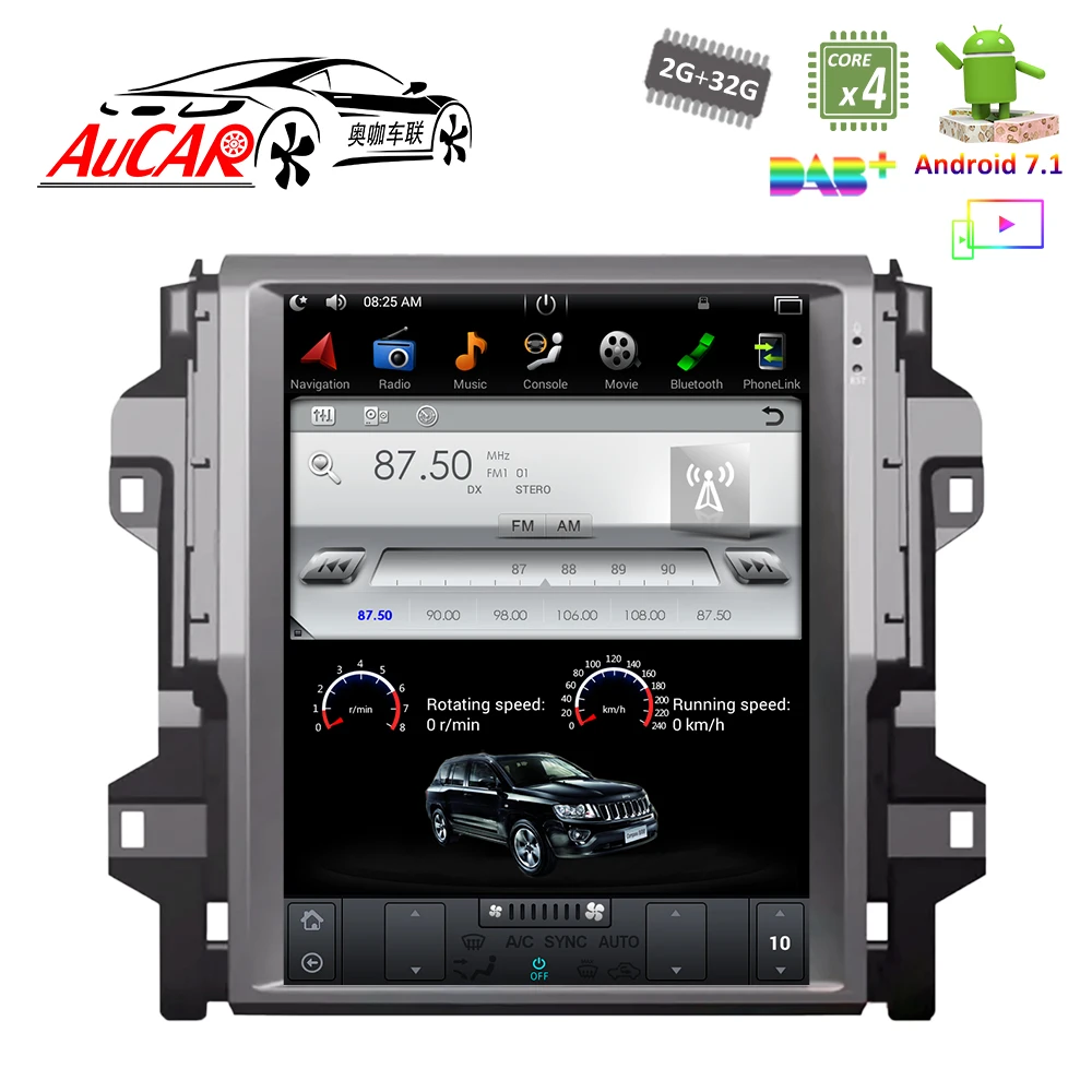 Android 7 1 Tesla стиль 12 "GPS навигационная система для Toyota Fortuner 2016 2018 радио с Bluetooth и GPS